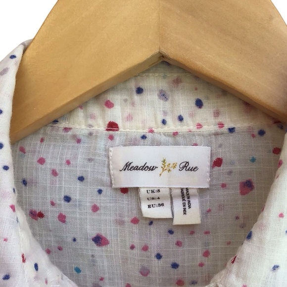 Anthropologie Meadow Rue Multicolor Spotted Long Sleeve Button Down Shirt - Picture 5 of 7